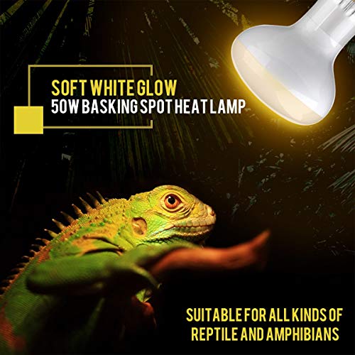OMAYKEY 50W Basking Spot Heat Lamp Bulb Soft White Glow UVA Glass Cover Heat Lamp/Bulb/Light for Lizard Chameleon Bearded Dragon Snake Aquarium Reptile & Amphibian - 2 Pack - Thumbnail 3