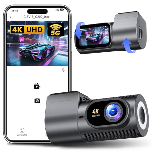 4K Dashcam Auto Vorne mit 5Ghz Wi-Fi, 360° Drehbar, 24/7 Parküberwachung