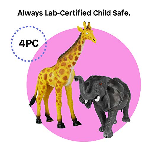 Boley 4 Piece Jumbo 11" Safari Animals Set - Large Zoo Animals and Jungle Animals Set - Includes Elephant, Giraffe, Lion, and Tiger - Ideal Educational Toy for Kids, Children, Toddlers