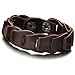 COOLSTEELANDBEYOND Mens Brown Leather Link Bracelet Leather Bangle Bracelet Wristband with Snap Buttons