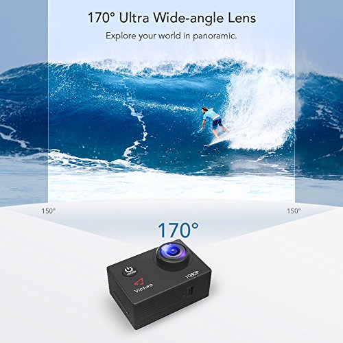 【Upgraded】Victure Action Camera 1080P Full HD 12MP 30m Underwater Waterproof Camera 170° Wide-angle Sports Cam with HDR Technology and 26 Mounting Accessories