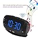DreamSky Digital Alarm Clock Radio FM Radio, 1.4 Inches Large Blue LED Number Display, Dual USB Ports for Charging, 3.5 mm Headphone Jack, Snooze, DST