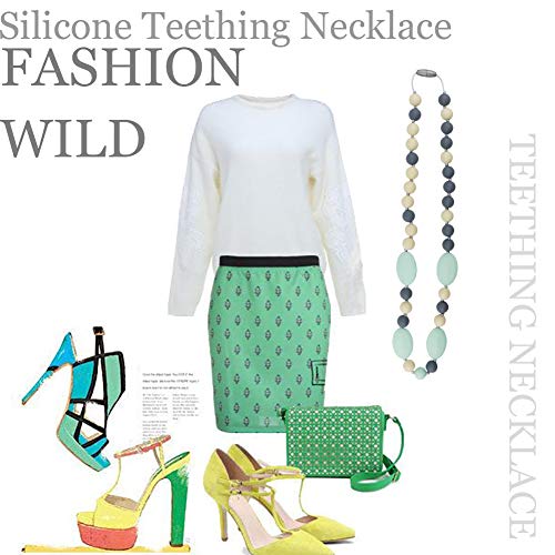 TUXEPOC Baby Teething Necklace for Mom to Wear,Silicone Nursing Chewable Beads Teether Toys - BPA Free (Less Color)