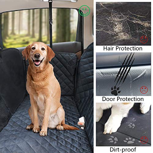 Dog Hammock for Back Seat, HeiYi 100% Waterproof Dog Car Hammock with Mesh Visual Window Storage Pockets Nonslip Anti-Scratch Dog Car Seat Covers for Cars Trucks SUV