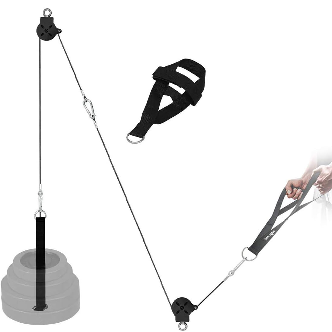 Photo 1 of Yes4All Weight Plate Loading Pin 1 inch and 2 inch, Fitness LAT Cable Pulley System Gym, Heavy Duty Gym Equipment for Home with Tricep Rope Cable Attachment