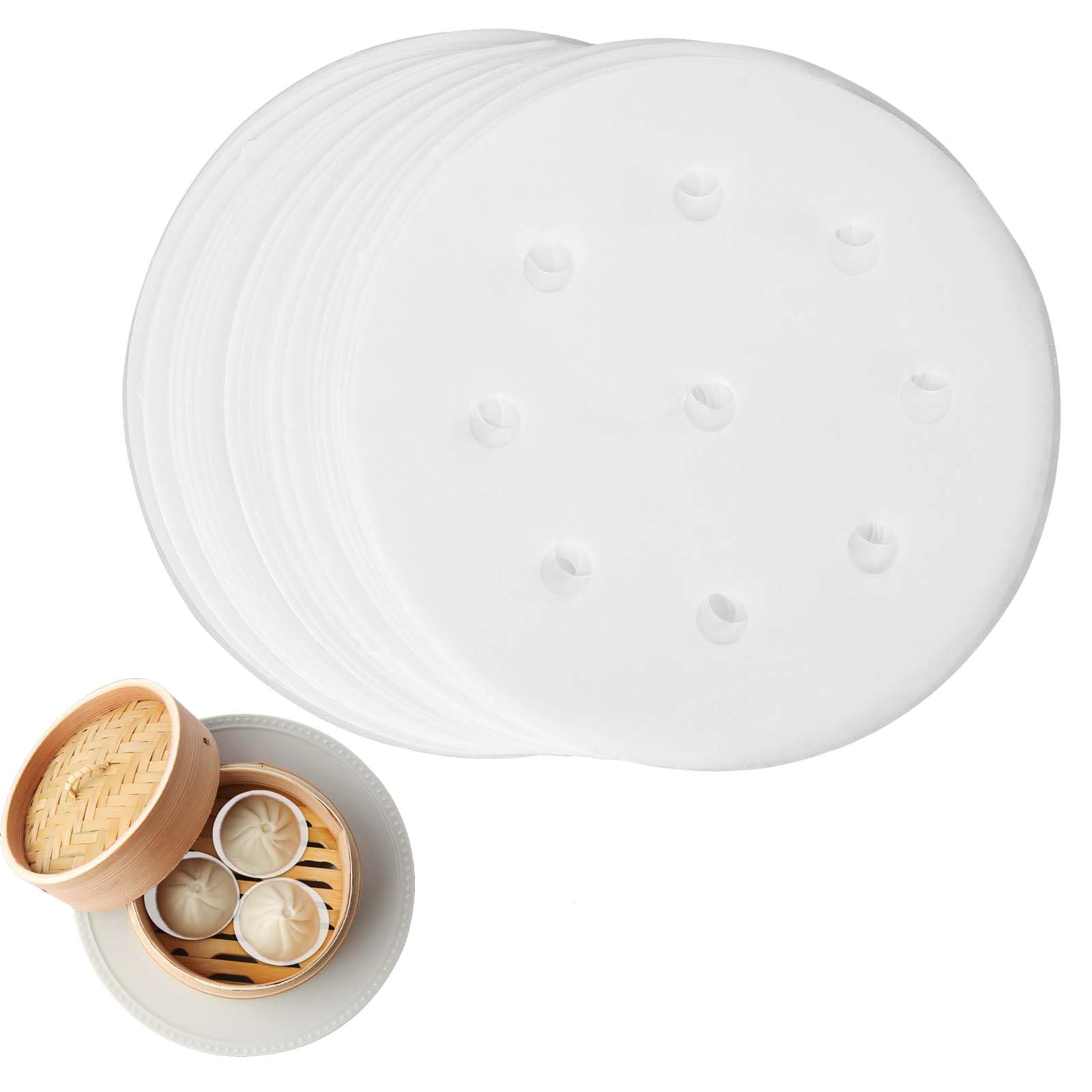 300 Pcs Bamboo Steamer Liner, Non-Stick Steam Paper, 4" Small Steam for Cook Paper with Holes, Steamer Paper for Steamed Buns Dumplings