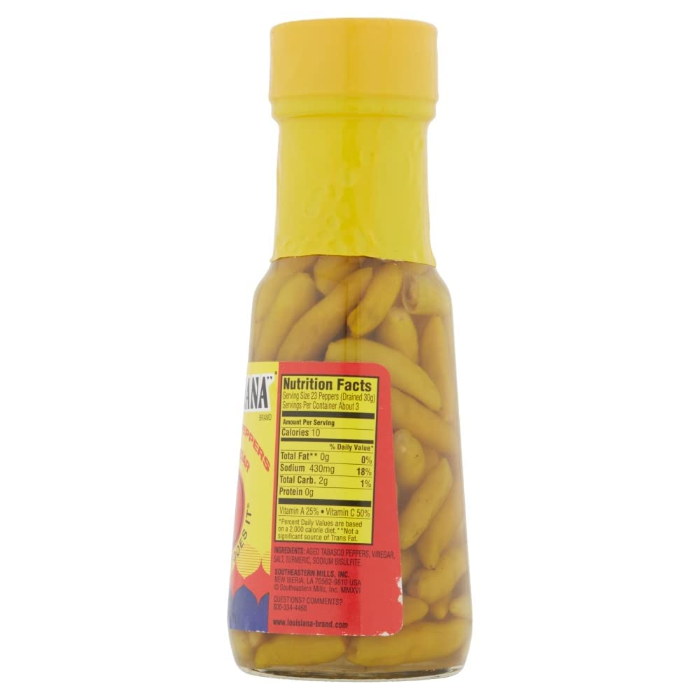 Louisiana Tabasco Peppers In Vinegar, 6 FL OZ Glass Bottle (Pack Of 3
