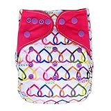 EcoAble Baby Charcoal Bamboo All-In-One AIO Cloth Diaper w/ Pocket, Size 10-35Lb (Hearts)