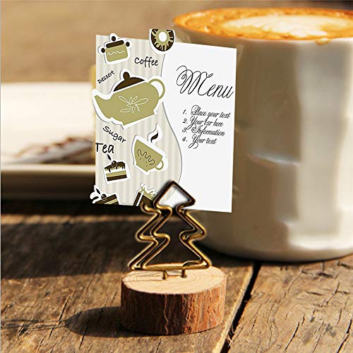 Wooden Base Place Card Holder, Amytalk 12 Sets Real Wood table numbers card holders With Christmas Tree Metal Shape, Table Card, Photo Card, Menu Card, Name Card Holder Memo Clips Mem (Christmas Tree)
