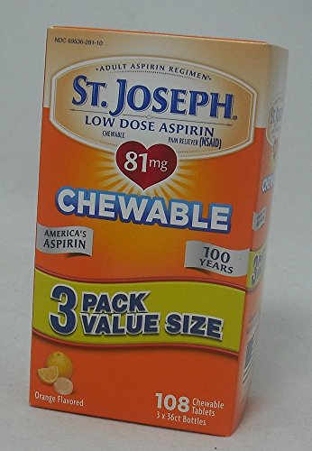 St. Joseph Aspirin 81mg Chewables 3 x 36 Count (3 Pack)