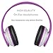 BestGot Kids Headphones Over Ear with Microphone for Girls Adult in-line Volume with Transport Bag Foldable Headphone with 3.5mm Plug Removable Cord (White/Pink)
