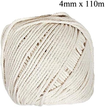 Macrame Cord 4mm X 110m(About 120 yd) Natural Virgin Cotton Handmade Decorations - DIY Craft Knitting