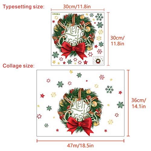 Iusun Merry Christmas Snowflake Wreath Wall Stickers DIY Window Decals for Bedroom Living Room Restaurant Mall Xmas Decoration (A) - Thumbnail 6