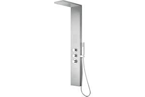 Blue Ocean ™ 56" Stainless Steel SPS8729 Thermostatic Shower Panel Column System with Rainfall Shower Head, Body Nozzles, and Handheld Shower Head, Shower Tower