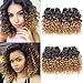 Ameli Curly Hair 4 Bundles Short Human Hair Weave Bundles Brazilian Ombre Kinky Curly Virgin Human Hair Extensions 8 inch 50g/Bundle 1B/30#