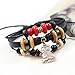 TIVANI [Vintage Style] Unisex Genuine Leather Rope Beads Owl Charms Wrist Band Multistrand Adjustable Amulet Single Wrap Bracelets Classic Punk Decor