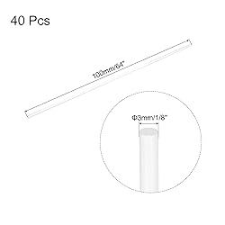 MECCANIXITY 40pcs Acrylic Round Rods 1/8" x