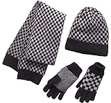 N'Ice Caps Mens Checkerboard Print Knitted Bulky 3PC Set