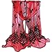 Sanwood Trendy Women Gauze Embroidered Peacock Veil Church Mantilla Scarf Wrap (Red)
