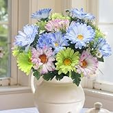 NAHUAA 28Heads Daisy Flowers Artificial Gerbera Daisy 16" Real Touch Artificial Flowers Colorful Fake Wildflowers Bouquet Outdoor Silk Floral Arrangements for Home Decor Table Wedding Party