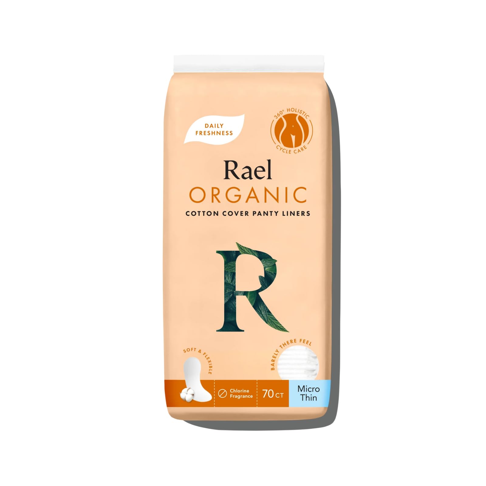 Rael, Organic Cotton Cover Panty Liners, Micro Thin, 70 Count