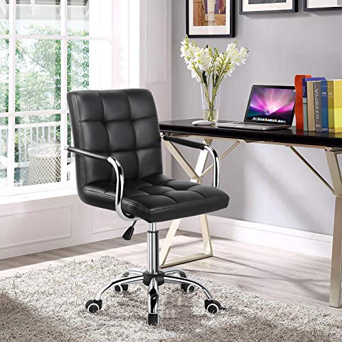 Yaheetech Desk Chair Office Chair with Arms/Wheels for Teens/Students Swivel Faux Leather Home