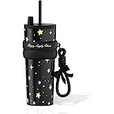 SDGA+ 24 oz Stainless Steel Tumbler with Lid and Straw, Insulated Water Bottle Leak Proof for Hot and Cold, Portable Travel Coffee Mug, Reusable Coffee Cup for Women, Black Star