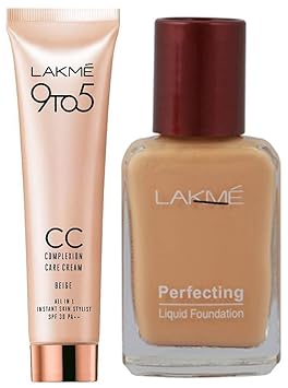 Lakme 9 to 5 Complexion Care Face Cream, Beige, 30g & Lakme Perfecting Liquid Foundation, Marble, 27ml