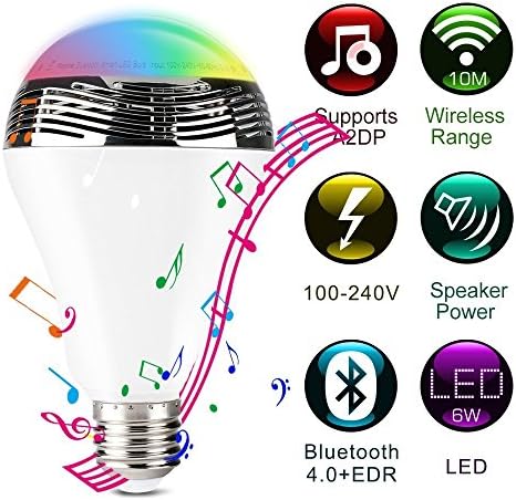 Smart Colorful LED Light Bulb Wireless Bluetooth Speaker Color Changing Light bulb Works IOS and Android Phones White Light Back to School Special