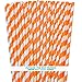 Stripe Paper Straws - Party Supply - Orange White - 7.75 Inches - Pack of 100 - Outside the Box Papers Brand