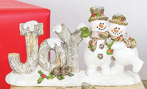Resin Wood-Look Snowman Joy or Snow Tabletop Sign Holiday Decoration (Joy)