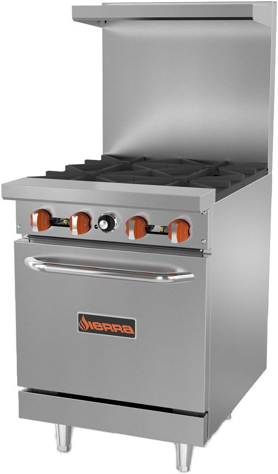 MVP Group SR-4-24 Gas Range 4 Burner with Oven, 24", Grey