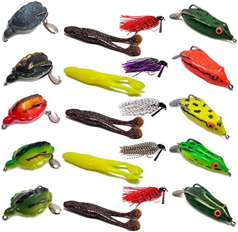20pcs Finesse Weedless jigs with soft Toad and Hollow body Frogs Turtles Kit