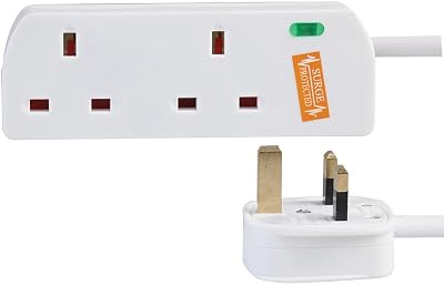 PRO ELEC PELB1950 2 Gang Surge Protected Extension Lead White 5m