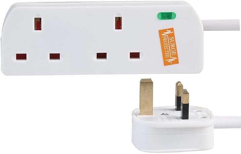 PRO ELEC PELB1950 2 Gang Surge Protected Extension Lead White 5m