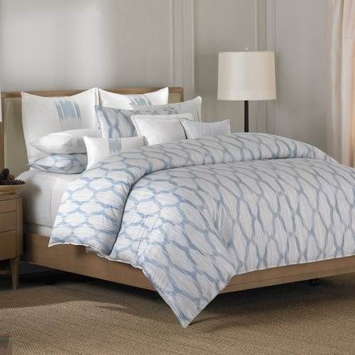 Barbara Barry Alpen Queen Comforter Delft Blue Ikat with Shams