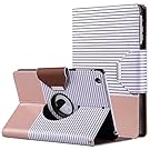 ULAK iPad Mini Case,iPad Mini 2 Case,iPad Mini 3 Case, 360 Degree Rotating Smart Synthetic Leather Stand Case Cover for Apple iPad Mini 1/2/3 with Auto Sleep/Wake Function (Rose Gold/Black Stripe)