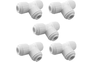 PureSec 3/8 inch Tee Connector Push to Connect Fittings Plastic Quick Fitting for water purification&RO System (5, 3/8" Tube O.D.X3/8" Tube O.D.X 3/8" Tube O.D.)