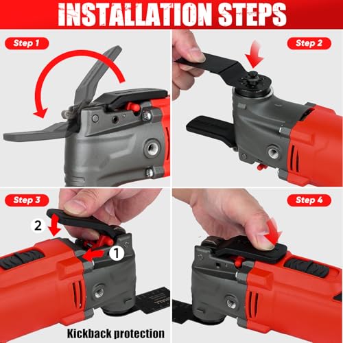 SHALL Oscillating Tool 300W Oscillating Multi Tool Kit with 3° Oscillation Angle, 6 Variable Speed, Auxiliary Handle, 40 Saw Accessories