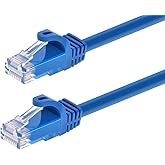 Monoprice Cat6 6in Blue Patch Cable UTP 24AWG 550MHz Pure Bare Copper Snagless RJ45 Flexboot Series Ethernet Cable