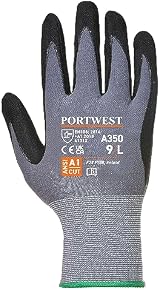 Portwest A350 Flexible DermiFlex Glove Black X Large Nitrile Foam Palm view 2