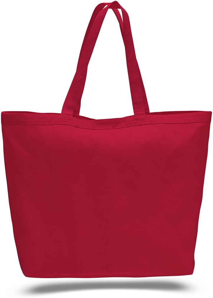 Pack of 12 - Cotton Canvas Big Tote Bag - Size23"w X 17"h X 6"d (Red)