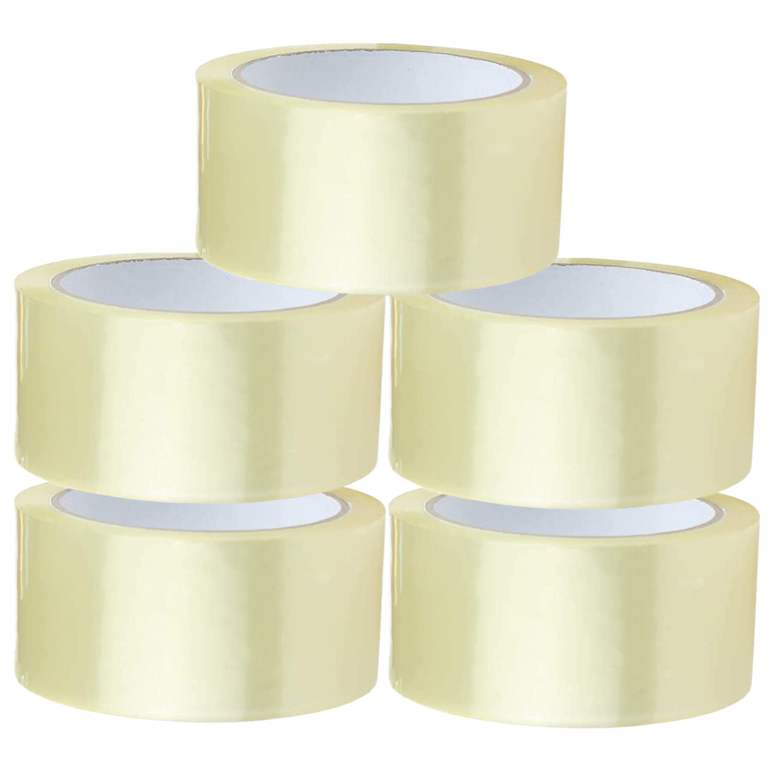 Glamza Packing Tape x5 Extra Long Rolls (48mm x 150 Meters) Clear Packaging Parcel Tape - Strong & Heavy Duty Ideal for Boxes, Shipping, Moving House etc (750m)