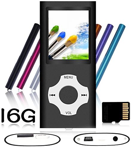 Tomameri - Compact and Portable MP3 / MP4 Player with Rhombic Button, Photo Viewer, Video, FM Radio and Voice Recorder Supported, Comes with a 16GB Micro SD Card, Supporting Up to 32GB - Black