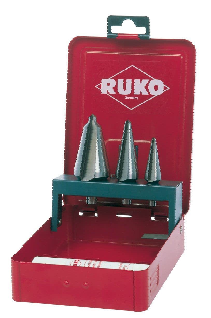 RUKO HSSE-Co 5 Tube and Sheet Drill Bit Set with 1 Cutting Paste 30g in Plastic Case, Bright Finish, 4 Pieces, R101020E