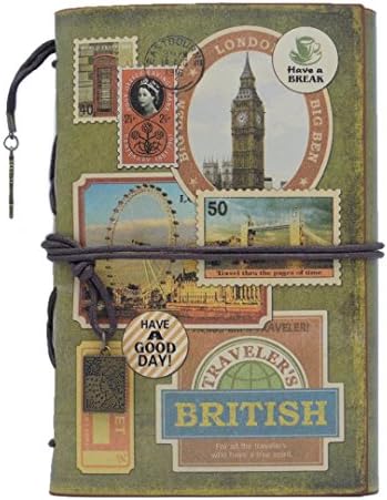 GOORCC Traveler Leather Journal Notebook, Refillable Daily Planner Sketchbook, Diary Gift for Thanksgiving with Pendants (A6, Stamps)