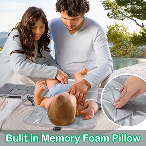 Portable Diaper Changing Pad with Padded Head Rest, Compact Travel