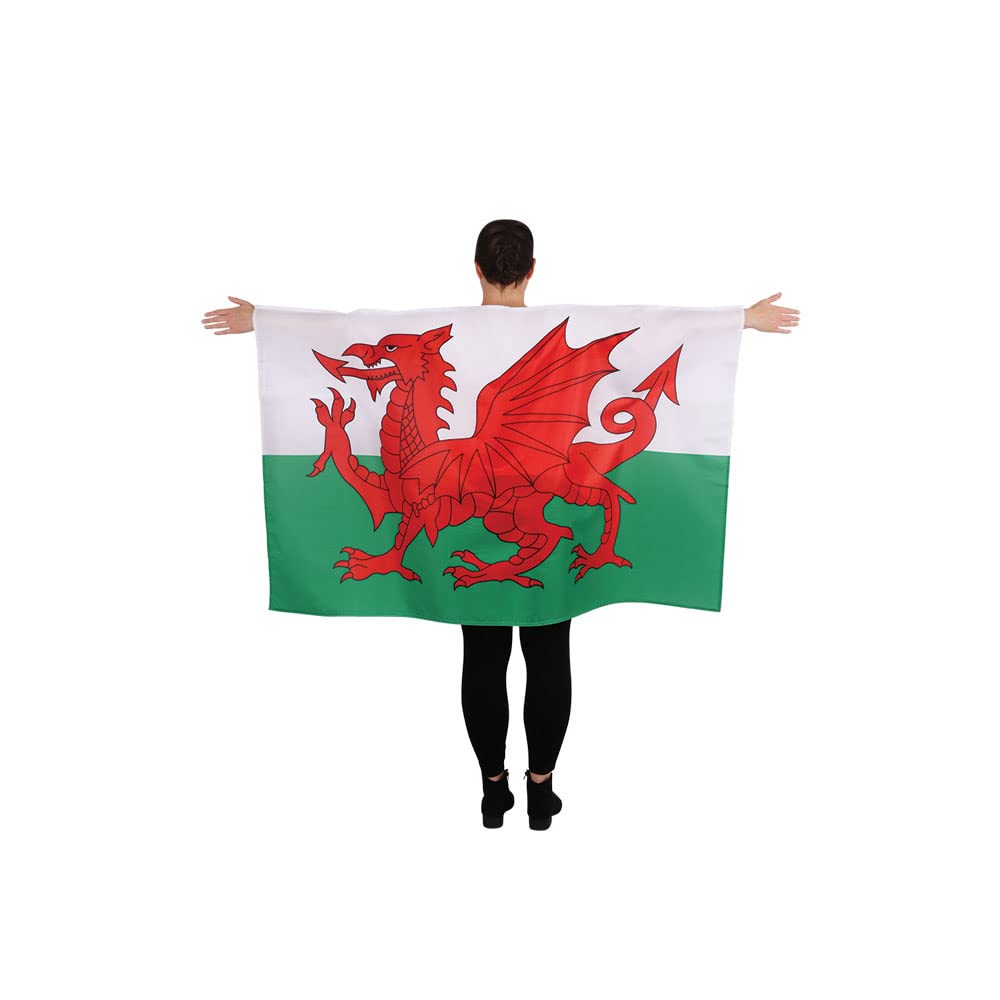 Wicked Costumes Wales Flag Cape 5x3ft - St Davids Day cymru