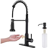 Black Touchless Kitchen Faucet ， KEER Smart Motion Sensor Hands Free Single Handle Spring Kitchen Sink Faucet with Pull Down Sprayer