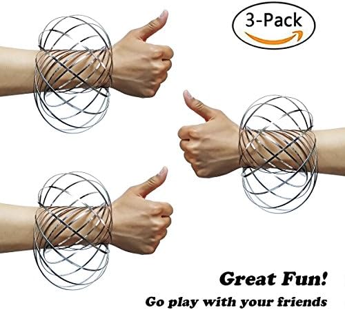 Flow Ring Kinetic Spring Toy - Multi Sensory Interactive 3D Sculpture Ring (3 PACK)